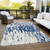 8' X 10' Navy Blue And Ivory Abstract Washable Indoor Outdoor Area Rug Transitional Style - Navy Blue, Ivory Color