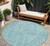 8' Teal Blue And Ivory Round Abstract Washable Indoor Outdoor Area Rug Transitional Style - Teal Blue, Ivory Color