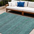 8' X 10' Turquoise Striped Washable Non Skid Indoor Outdoor Area Rug