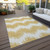 9' X 12' Gold And Ivory Chevron Washable Indoor Outdoor Area Rug
