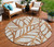 8' Orange Beige And Copper Round Floral Washable Indoor Outdoor Area Rug