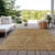 10' X 14' Gold Brown And Ivory Abstract Washable Indoor Outdoor Area Rug