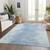 9' X 12' Sky Blue And Denim Blue Abstract Washable Indoor Outdoor Area Rug