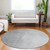 8' Gray And Silver Round Abstract Washable Indoor Outdoor Area Rug