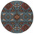 8' Denim Blue Brick Red And Brown Round Oriental Washable Indoor Outdoor Area Rug