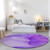 8' Round Purple Round Abstract Washable Non Skid Indoor Outdoor Area Rug