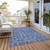 10' X 14' Denim Blue and Gray Floral Medallion Washable Non Skid Indoor Outdoor Area Rug
