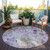 8' Purple Lavender And Artichoke Green Round Floral Washable Indoor Outdoor Area Rug