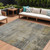 10' X 14' Pewter And Wheat Abstract Washable Indoor Outdoor Area Rug