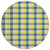 8' Yellow Blue And Beige Round Plaid Washable Indoor Outdoor Area Rug