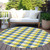 8' Yellow Blue And Beige Round Plaid Washable Indoor Outdoor Area Rug
