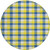 8' Yellow Blue And Beige Round Plaid Washable Indoor Outdoor Area Rug