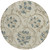 8' Beige Tan And Blue Round Floral Washable Indoor Outdoor Area Rug