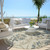 8' Beige Tan And Blue Round Floral Washable Indoor Outdoor Area Rug