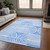 10' X 14' Blue and White Abstract Washable Non Skid Indoor Outdoor Area Rug