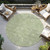 8' Sage And Ivory Round Geometric Washable Indoor Outdoor Area Rug - Sage, Ivory