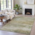 10' X 14' Beige And Fern Green Abstract Washable Indoor Outdoor Area Rug