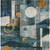 8' X 10' Teal Blue Ivory And Gold Geometric Washable Indoor Outdoor Area Rug