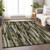 10' X 14' Brown Black And Green Striped Washable Indoor Outdoor Area Rug