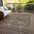 10' X 14' Brown And Ivory Abstract Washable Indoor Outdoor Area Rug Transitional Style - Brown, Ivory Color