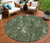 8' Fern Green And Beige Round Abstract Washable Indoor Outdoor Area Rug - 880016765441