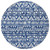 8' Navy Blue And Ivory Round Southwestern Washable Indoor Outdoor Area Rug
