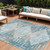 9' X 12' Teal Blue And Beige Geometric Washable Indoor Outdoor Area Rug - 880016690446