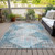 9' X 12' Teal Blue And Beige Geometric Washable Indoor Outdoor Area Rug - 880016690446