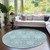 8' Turquoise Teal Blue And Ivory Round Medallion Washable Indoor Outdoor Area Rug