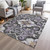 8' X 10' Purple And Charcoal Damask Washable Indoor Outdoor Area Rug