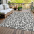 10' X 14' Gray And Ivory Geometric Washable Indoor Outdoor Area Rug Transitional Style - Gray, Ivory Color