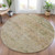 8' Gold And Beige Round Abstract Washable Indoor Outdoor Area Rug