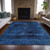 8' X 10' Blue And Charcoal Floral Washable Indoor Outdoor Area Rug