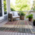 9' X 12' Mauve Blue And Gold Striped Washable Indoor Outdoor Area Rug
