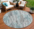 8' Teal Blue And Gray Round Striped Washable Indoor Outdoor Area Rug - 880016756371
