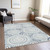 8' X 10' Blue And Ivory Geometric Washable Indoor Outdoor Area Rug Transitional Style - Blue, Ivory Color