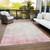 9' X 12' Pink And Ivory Abstract Washable Indoor Outdoor Area Rug Transitional Style - Pink, Ivory Color