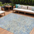 9' X 12' Sky Blue And Denim Blue Geometric Washable Indoor Outdoor Area Rug - Sky Blue, Denim Blue
