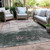 9' X 12' Blush And Emerald Geometric Washable Indoor Outdoor Area Rug