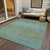 8' X 10' Teal Blue Striped Washable Indoor Outdoor Area Rug - Teal Blue