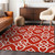 9' X 12' Red And Ivory Trellis Washable Indoor Outdoor Area Rug