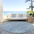 8' Blue And Ivory Round Striped Washable Indoor Outdoor Area Rug