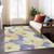 10' X 14' Wheat And Purple Floral Washable Indoor Outdoor Area Rug