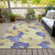 10' X 14' Wheat And Purple Floral Washable Indoor Outdoor Area Rug
