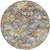 8' Gold Blue And Brown Round Floral Washable Indoor Outdoor Area Rug