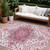 8' X 10' Pink Ivory And Gray Oriental Washable Indoor Outdoor Area Rug