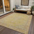 9' X 12' Wheat And Gold Medallion Washable Indoor Outdoor Area Rug