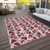 10' X 14' Burgundy And Ivory Abstract Washable Indoor Outdoor Area Rug