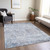 9' X 12' Sky Blue Charcoal And Ivory Abstract Washable Indoor Outdoor Area Rug