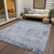 9' X 12' Sky Blue Charcoal And Ivory Abstract Washable Indoor Outdoor Area Rug